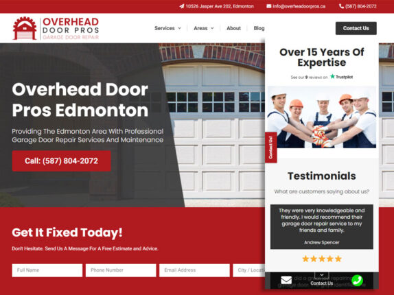 פיתוח וקידום נכס דיגיטלי בקנדה Overhead Door Pros Edmonton